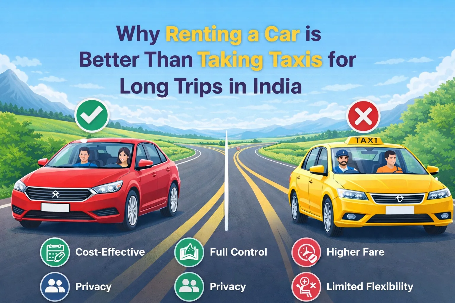 Why Renting a Car is Better Than Taking Taxis for Long Trips in India